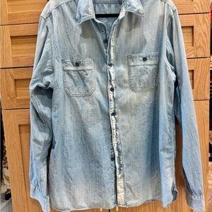 1990’s Vintage Polo Ralph Lauren Light Blue Casual Denim Shirt Chambray